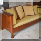 F03. Stickley Furniture Mission oak ”Prairie Settle” sofa. 29”h x 84”w x 38”d 